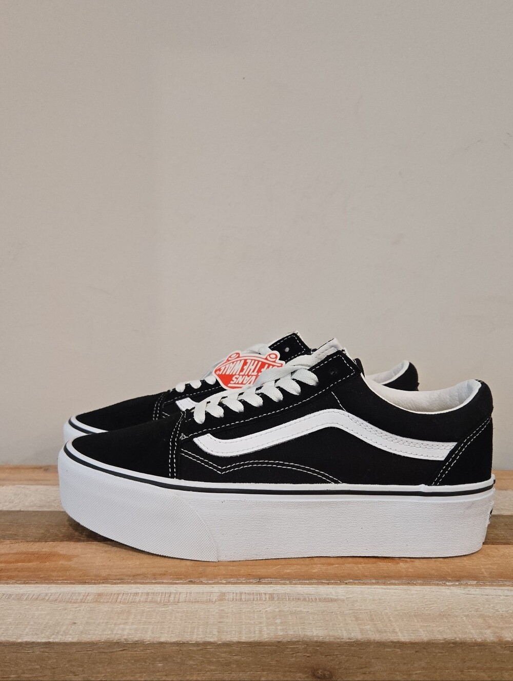 Vans Womens Old Skool Platform Shoes Black True White Women's 10 New Mens 8.5
